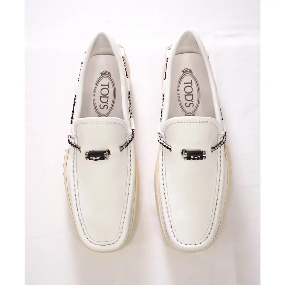$995 TOD'S - White Leather Driving Loafers - US 7 (6UK)
